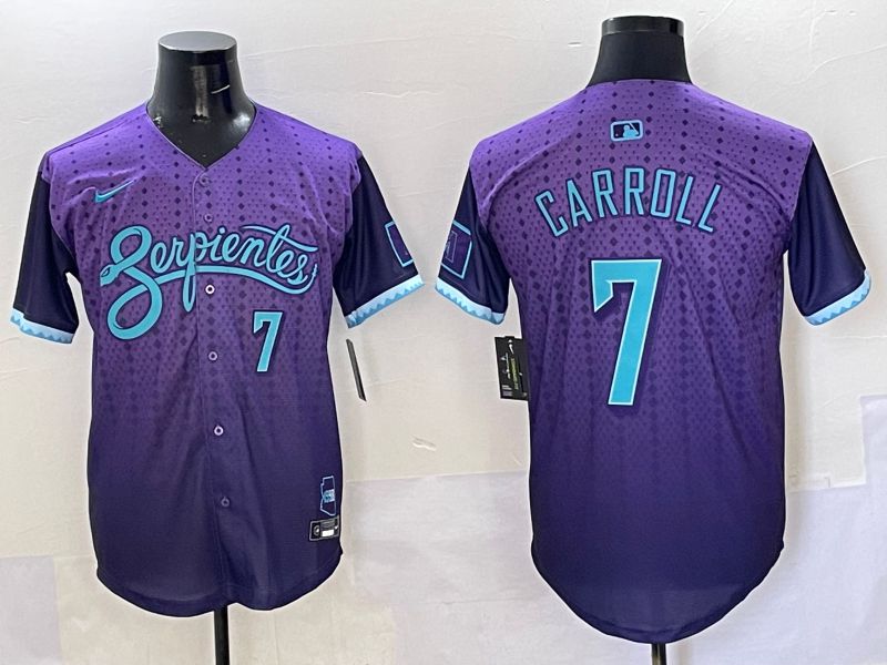 Men Arizona Diamondback 7 Carroll Purple Joint Name 2025 Nike MLB Jersey style 4